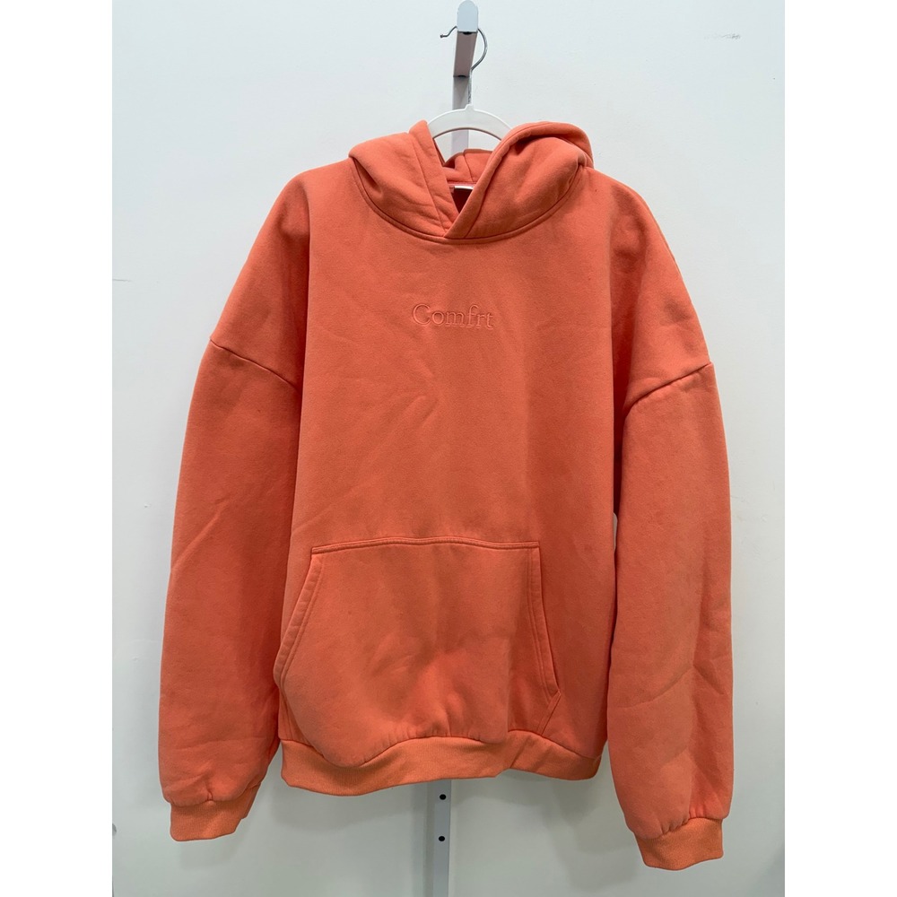 Comfrt Hoodie 3XL Orange Oversized Embroidered Fleece Sweatshirt